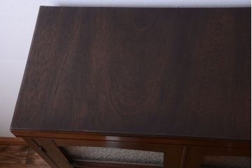 アンティーク家具　和製アンティーク　ダイヤガラス入り!古い木の小ぶりな引き出し付き本箱