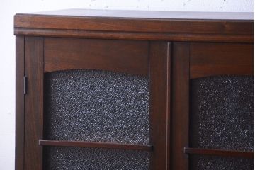 アンティーク家具　和製アンティーク　ダイヤガラス入り!古い木の小ぶりな引き出し付き本箱