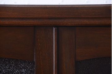 アンティーク家具　和製アンティーク　ダイヤガラス入り!古い木の小ぶりな引き出し付き本箱