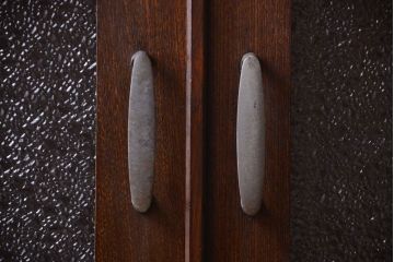 アンティーク家具　和製アンティーク　ダイヤガラス入り!古い木の小ぶりな引き出し付き本箱