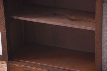 アンティーク家具　和製アンティーク　ダイヤガラス入り!古い木の小ぶりな引き出し付き本箱