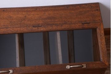 和製アンティーク　ガラス窓付き!古い木の収納箱