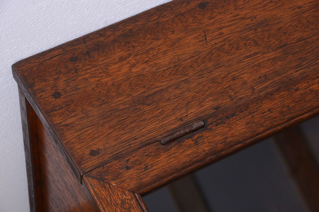 和製アンティーク　ガラス窓付き!古い木の収納箱