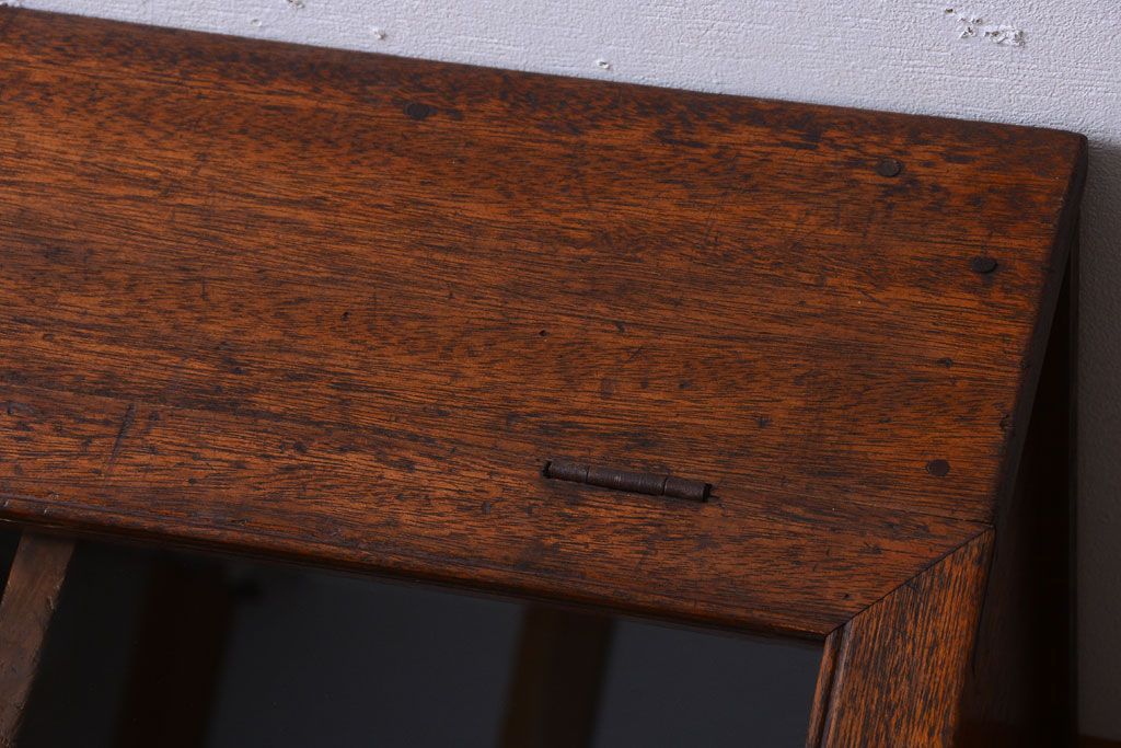 和製アンティーク　ガラス窓付き!古い木の収納箱