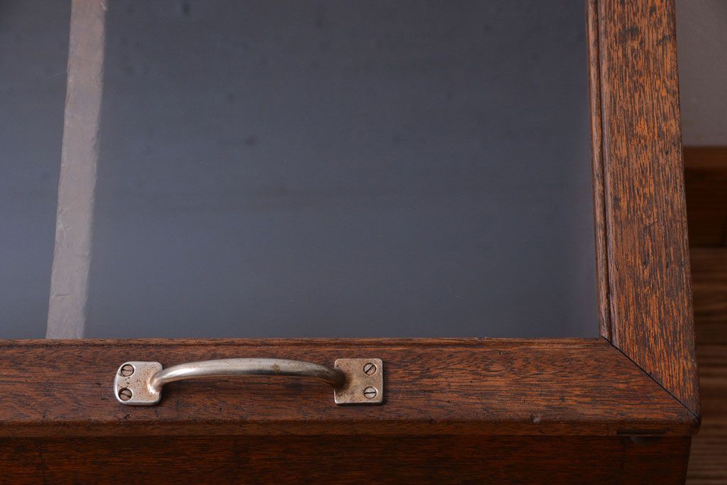 和製アンティーク　ガラス窓付き!古い木の収納箱