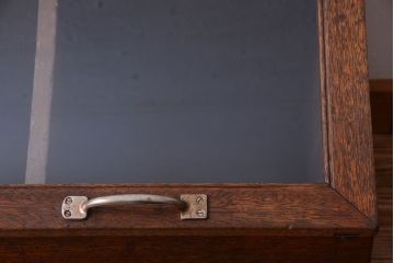 和製アンティーク　ガラス窓付き!古い木の収納箱