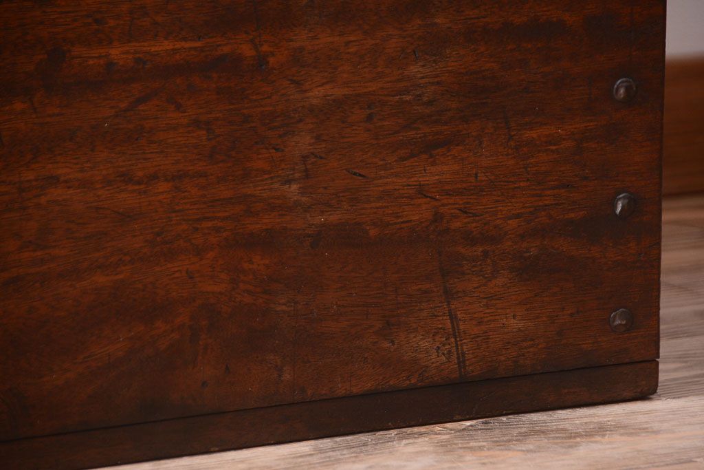 和製アンティーク　ガラス窓付き!古い木の収納箱