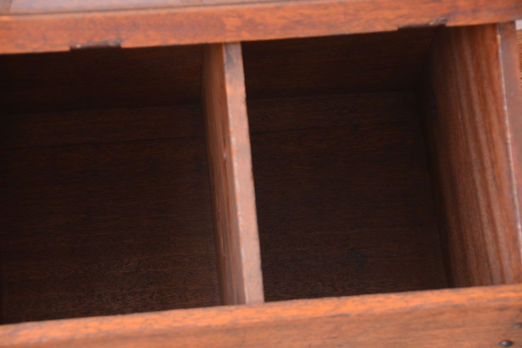 和製アンティーク　ガラス窓付き!古い木の収納箱