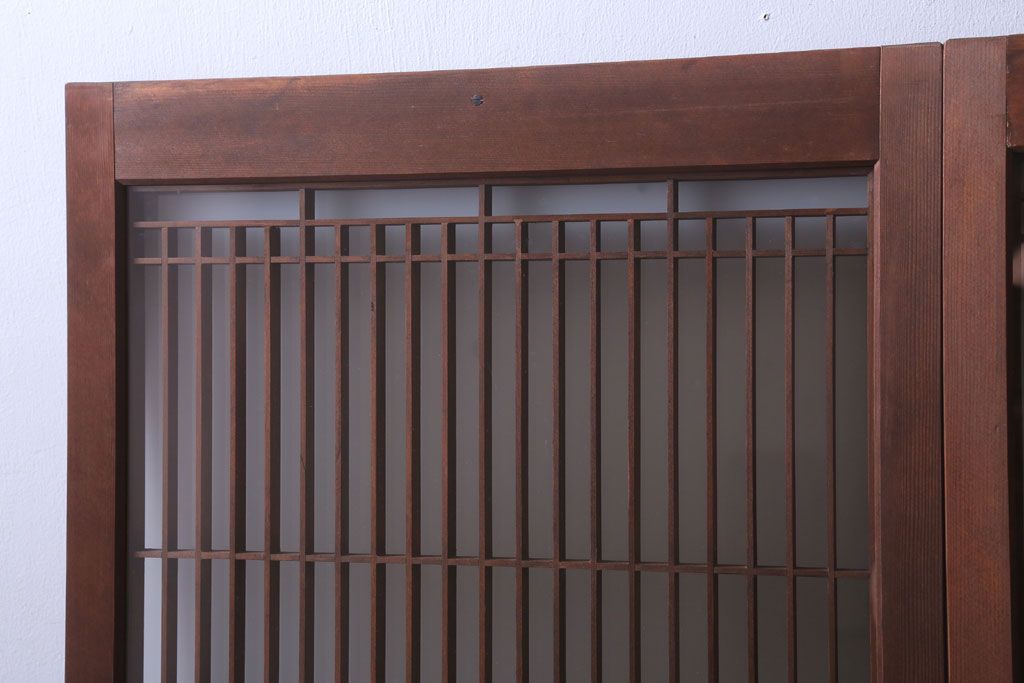 和製アンティーク　すりガラス入り!古い木の書院ガラス戸4枚セット