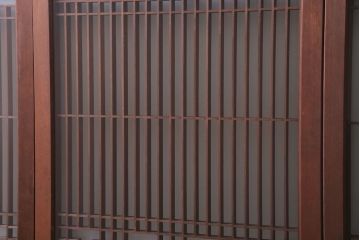 和製アンティーク　すりガラス入り!古い木の書院ガラス戸4枚セット