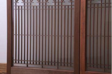 和製アンティーク　すりガラス入り!古い木の書院ガラス戸4枚セット