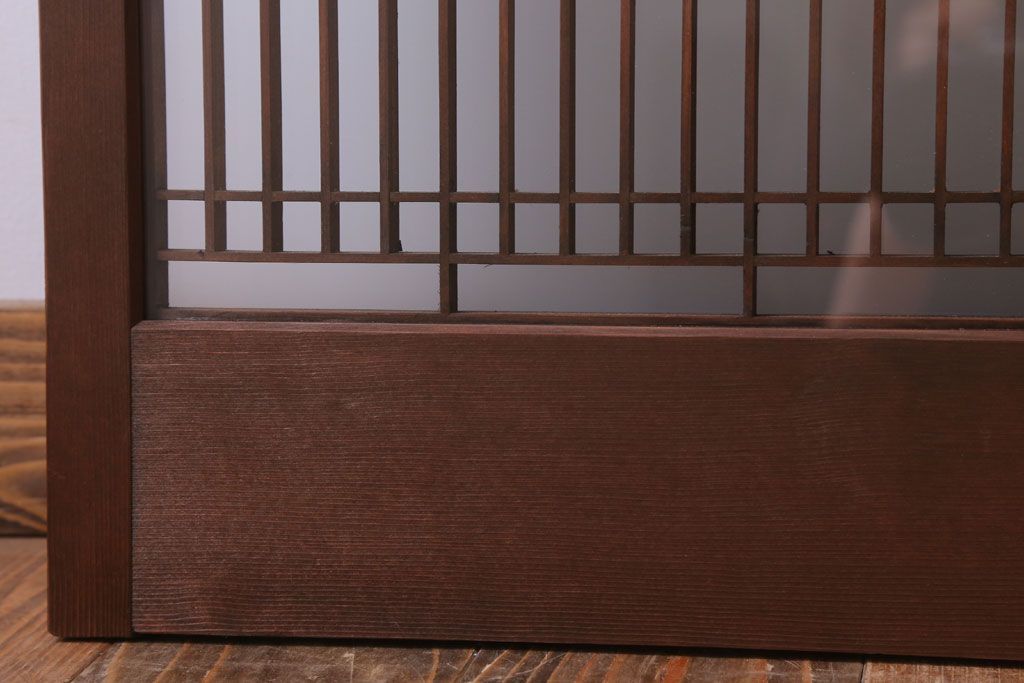 和製アンティーク　すりガラス入り!古い木の書院ガラス戸4枚セット