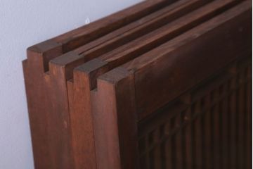 和製アンティーク　すりガラス入り!古い木の書院ガラス戸4枚セット