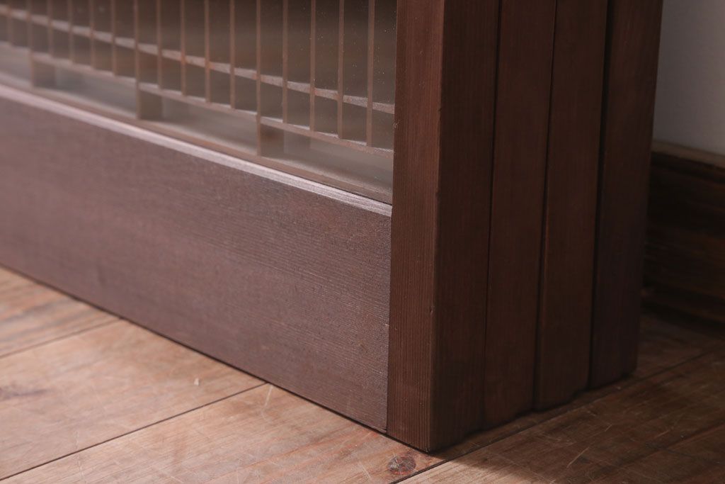 和製アンティーク　すりガラス入り!古い木の書院ガラス戸4枚セット