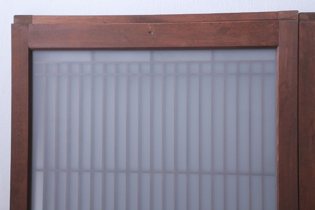 和製アンティーク　すりガラス入り!古い木の書院ガラス戸4枚セット