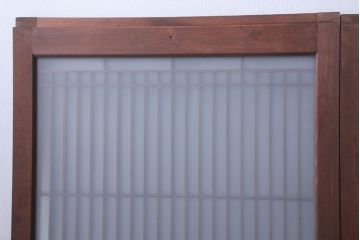 和製アンティーク　すりガラス入り!古い木の書院ガラス戸4枚セット