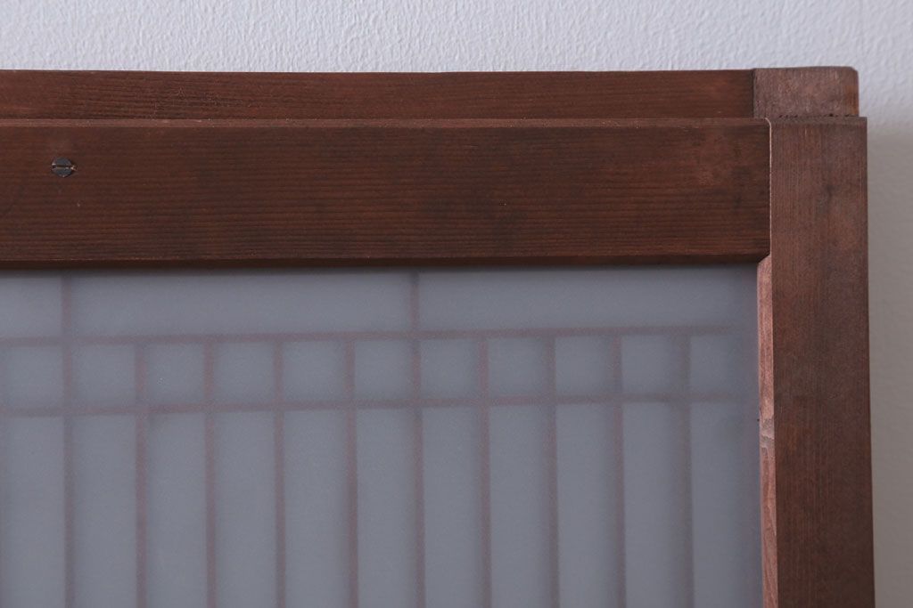 和製アンティーク　すりガラス入り!古い木の書院ガラス戸4枚セット