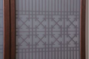 和製アンティーク　すりガラス入り!古い木の書院ガラス戸4枚セット