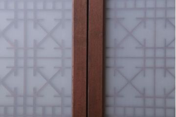 和製アンティーク　すりガラス入り!古い木の書院ガラス戸4枚セット