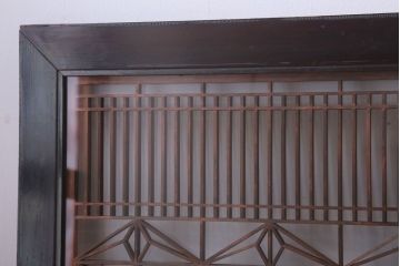 アンティーク雑貨 古民具・骨董 古い木製のガラス書院欄間2枚セット(明かり取り)