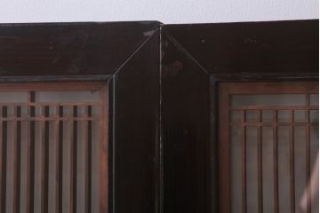 アンティーク雑貨 古民具・骨董 古い木製のガラス書院欄間2枚セット(明かり取り)