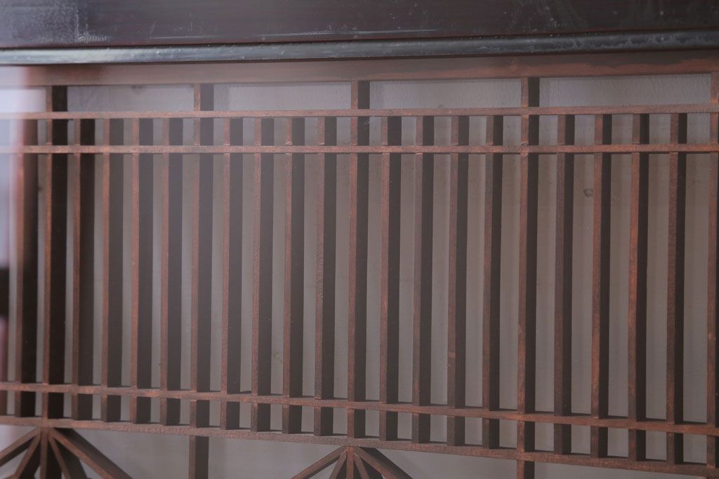 アンティーク雑貨 古民具・骨董 古い木製のガラス書院欄間2枚セット(明かり取り)