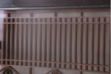 アンティーク雑貨 古民具・骨董 古い木製のガラス書院欄間2枚セット(明かり取り)