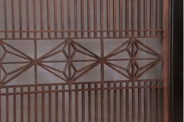 アンティーク雑貨 古民具・骨董 古い木製のガラス書院欄間2枚セット(明かり取り)