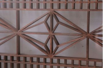 アンティーク雑貨 古民具・骨董 古い木製のガラス書院欄間2枚セット(明かり取り)