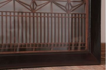 アンティーク雑貨 古民具・骨董 古い木製のガラス書院欄間2枚セット(明かり取り)