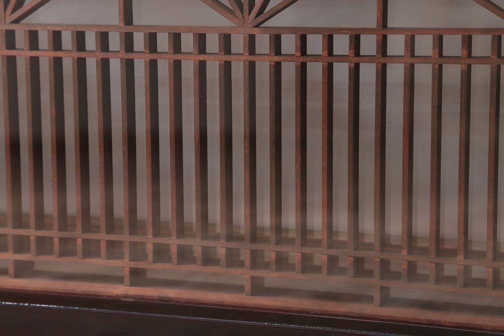 アンティーク雑貨 古民具・骨董 古い木製のガラス書院欄間2枚セット(明かり取り)