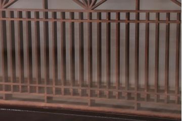 アンティーク雑貨 古民具・骨董 古い木製のガラス書院欄間2枚セット(明かり取り)