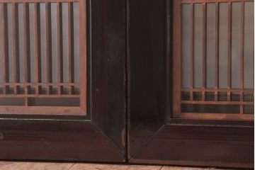 アンティーク雑貨 古民具・骨董 古い木製のガラス書院欄間2枚セット(明かり取り)