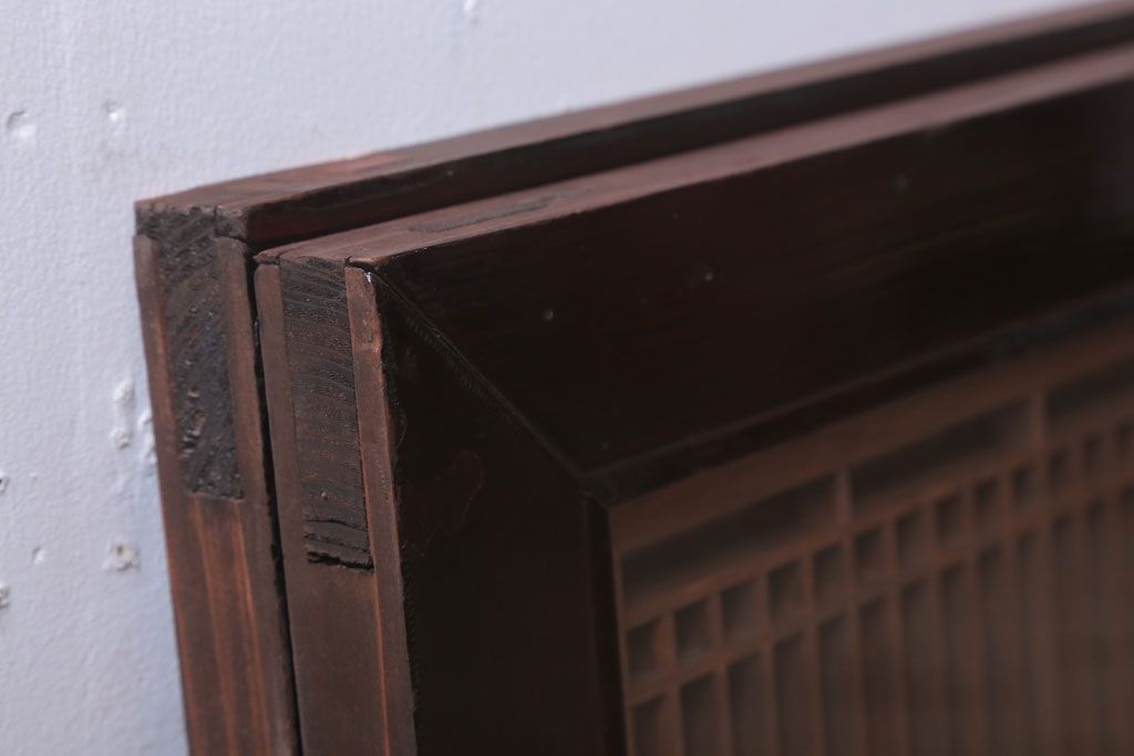 アンティーク雑貨 古民具・骨董 古い木製のガラス書院欄間2枚セット(明かり取り)