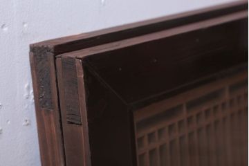 アンティーク雑貨 古民具・骨董 古い木製のガラス書院欄間2枚セット(明かり取り)