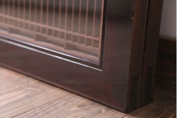 アンティーク雑貨 古民具・骨董 古い木製のガラス書院欄間2枚セット(明かり取り)