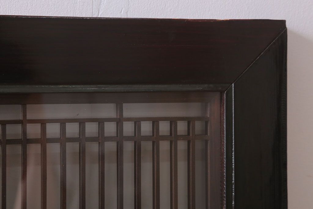 アンティーク雑貨 古民具・骨董 古い木製のガラス書院欄間2枚セット(明かり取り)