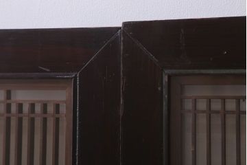 アンティーク雑貨 古民具・骨董 古い木製のガラス書院欄間2枚セット(明かり取り)