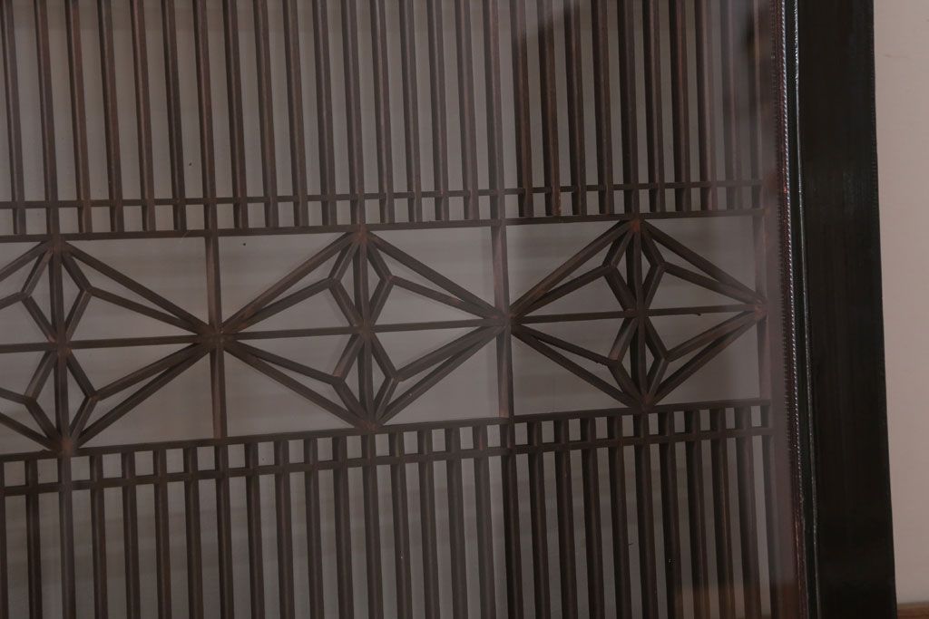 アンティーク雑貨 古民具・骨董 古い木製のガラス書院欄間2枚セット(明かり取り)