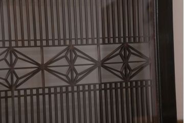 アンティーク雑貨 古民具・骨董 古い木製のガラス書院欄間2枚セット(明かり取り)