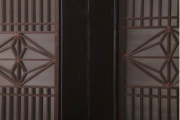 アンティーク雑貨 古民具・骨董 古い木製のガラス書院欄間2枚セット(明かり取り)