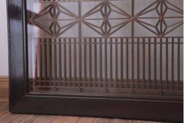 アンティーク雑貨 古民具・骨董 古い木製のガラス書院欄間2枚セット(明かり取り)