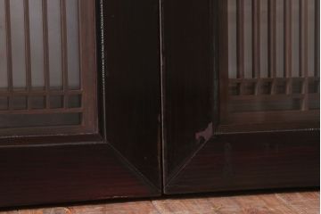 アンティーク雑貨 古民具・骨董 古い木製のガラス書院欄間2枚セット(明かり取り)