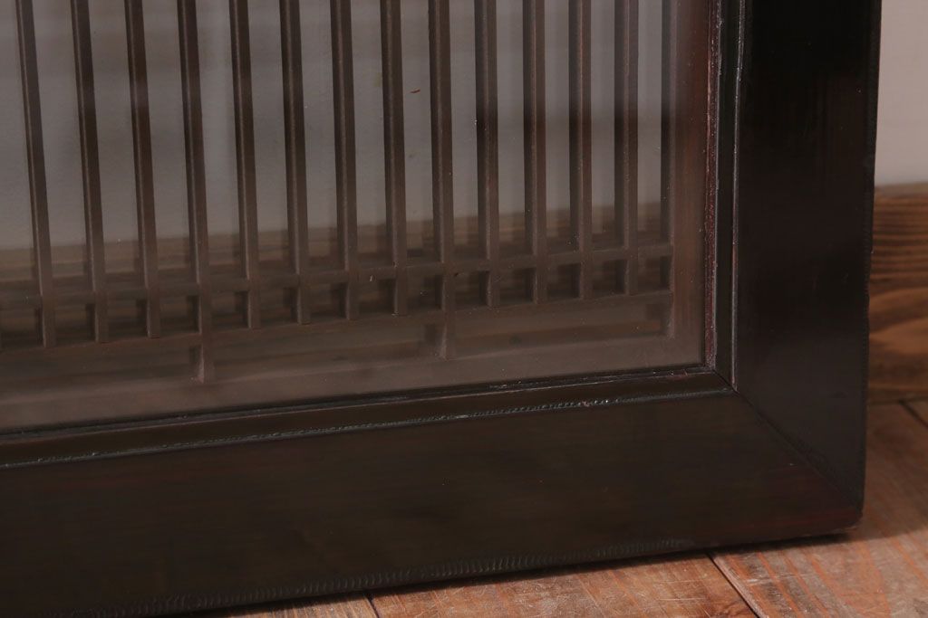 アンティーク雑貨 古民具・骨董 古い木製のガラス書院欄間2枚セット(明かり取り)