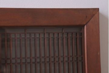 古民具・骨董　古い木のガラス書院欄間(明かり取り)