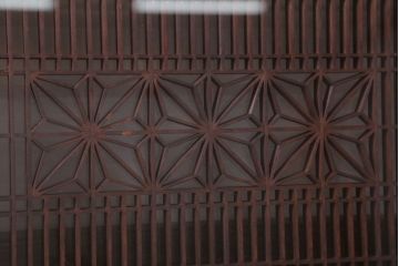 古民具・骨董　古い木のガラス書院欄間(明かり取り)