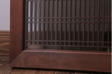 古民具・骨董　古い木のガラス書院欄間(明かり取り)