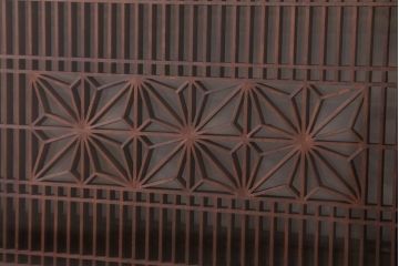 古民具・骨董　古い木のガラス書院欄間(明かり取り)