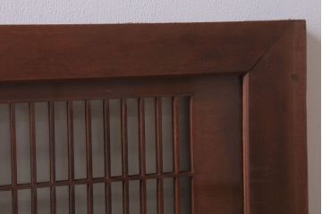 古民具・骨董　古い木の竹梅模様ガラス書院欄間(明かり取り)