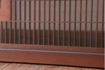 古民具・骨董　古い木の竹梅模様ガラス書院欄間(明かり取り)